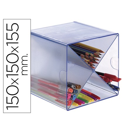 Archicubo archivo 2000 aspa organizador modular apilable plastico azul tpe 150x150x150 mm incluye 2 clips de sujecion