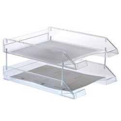 Bandeja sobremesa archivo 2000 plastico transparente cristal sin varillas 340x260x60 mm