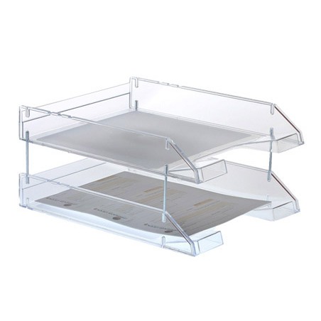 Bandeja sobremesa archivo 2000 plastico transparente cristal sin varillas 340x260x60 mm