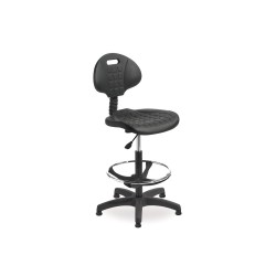Taburete con respaldo rocada regulable en altura con asiento y respaldo en polimero con tacos