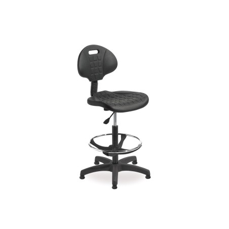 Taburete con respaldo rocada regulable en altura con asiento y respaldo en polimero con tacos