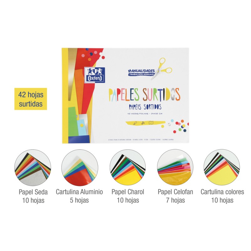 Bloc trabajos manuales oxford din a4 multiple 42 hojas colores surtidos