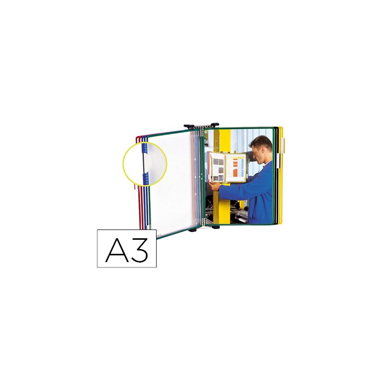 Portacatalogo de pared tarifold metal con 1o fundas a3 pvc con pivotes metalicos marco colores surtidos