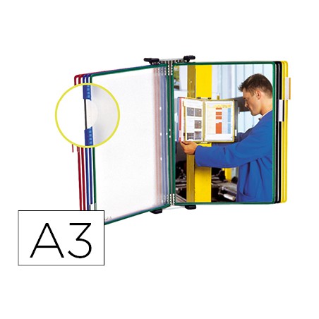 Portacatalogo de pared tarifold metal con 1o fundas a3 pvc con pivotes metalicos marco colores surtidos