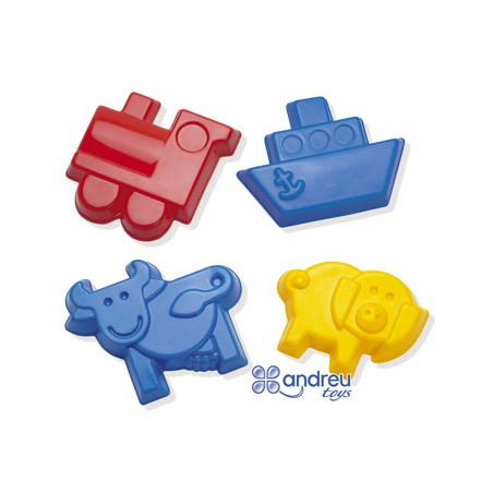 Juego dantoy moldes arena 4 modelos 12 cm caja de 32 unidades surtidas