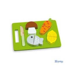 Juego andreutoys bandeja alimentos para cortar 21,4x15x3 cm