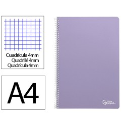 Cuaderno espiral liderpapel a4 smart tapa blanda 80h 75gr cuadro 4mm con margen color violeta