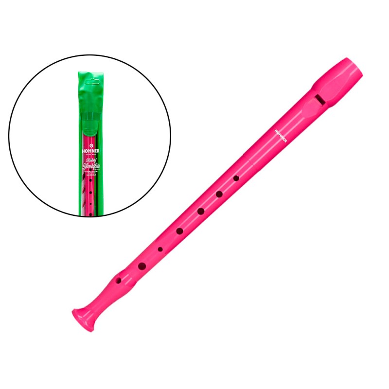 Flauta hohner 9508 color rosa funda verde y transparente