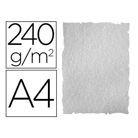 Papel color liderpapel pergamino con bordes a4 240gr gris pack de 10 hojas