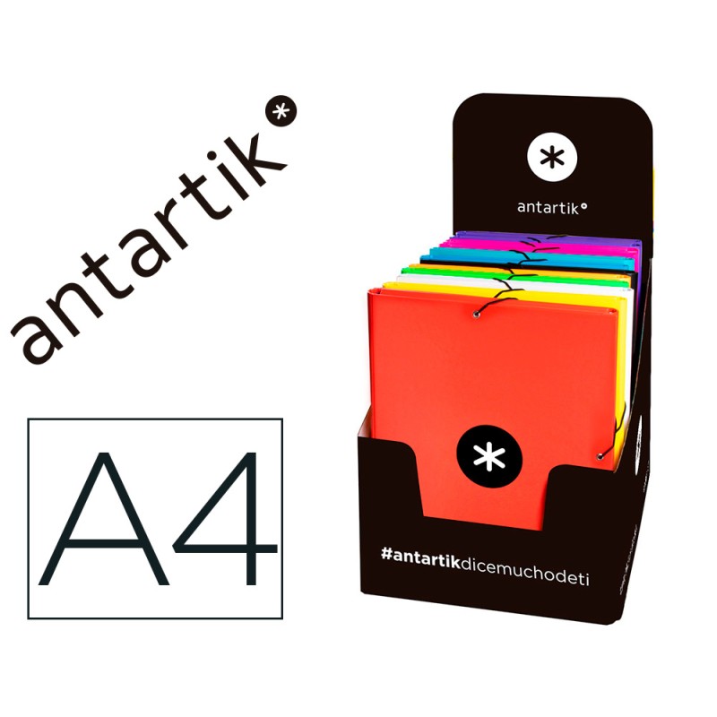 12 Unidades - Carpeta antartik gomas tres solapas carton forrado a4 colores surtidos
