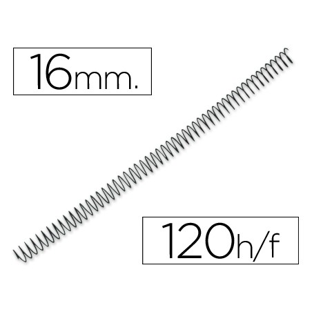 Espiral metalico q-connect 64 5:1 16mm 1,2mm caja de 100 unidades