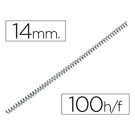 Espiral metalico q-connect 64 5:1 14 mm 1mm caja de 100 unidades