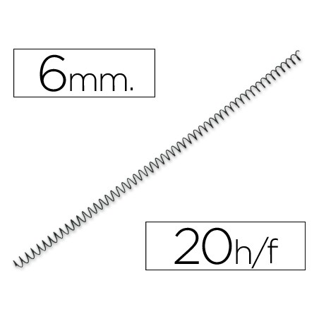 Espiral metalico q-connect 56 4:1 6mm 1mm caja de 200 unidades