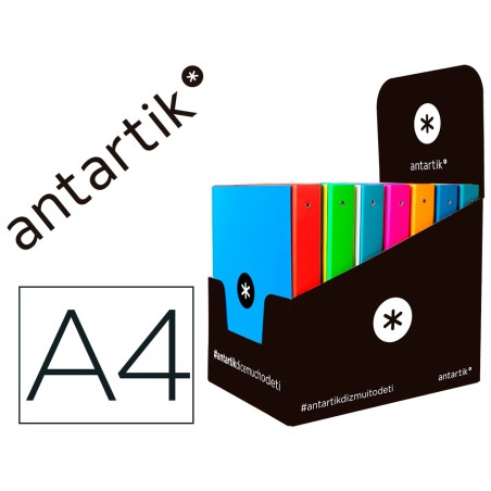 14 Unidades - Carpeta antartik a4 forrada 4 anillas 25 mm redondas colores surtidos