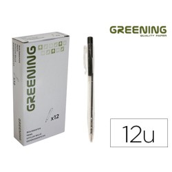 12 Unidades - Boligrafo greening negro retractil