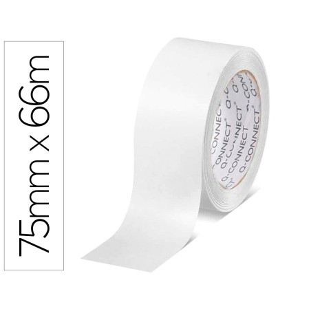 Cinta adhesiva q-connect polipropileno blanca 66 m x 75 mm para embalaje