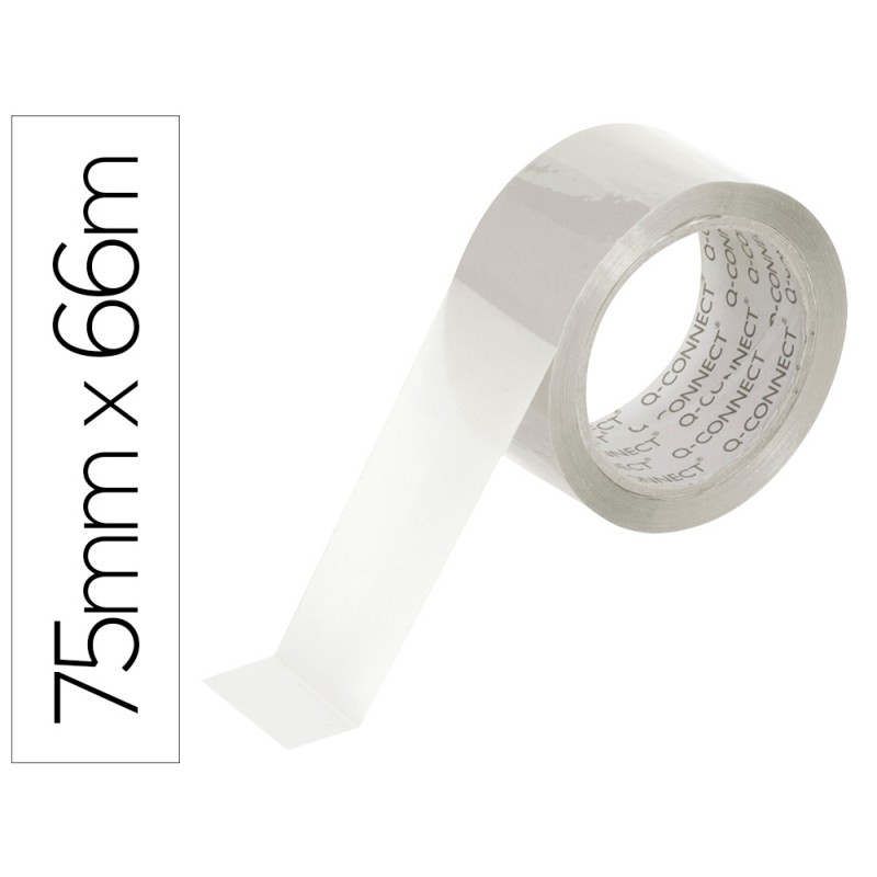 Cinta adhesiva q-connect polipropileno transparente 66 m x 75 mm para embalaje