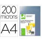 Tapa de encuadernacion q-connect pvc din a4 incolora 200 mc paquete de 100 unidades