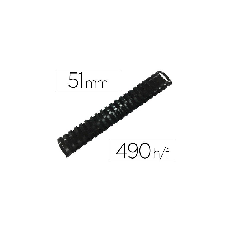 Canutillo q-connect ovalado 51 mm plastico negro capacidad 490 hojas caja de 10 unidades