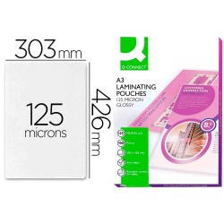Bolsa de plastificar q-connect 303 x 426 mm 125 mc din a3 caja de 100 unidades
