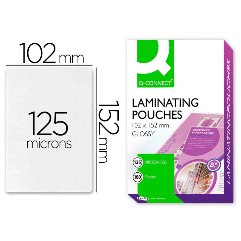 Bolsa de plastificar q-connect 102 x 152 mm 125 mc carnet de futbol caja de 100 unidades
