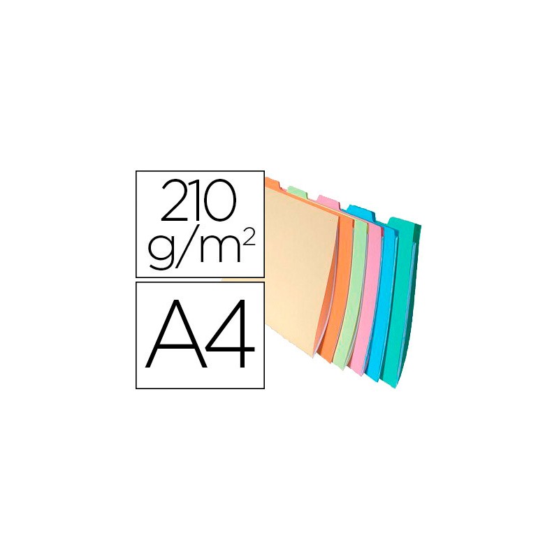 10 Unidades - Subcarpeta cartulina exacompta din a4 apaisada pestaña lateral 6 colores surtidos