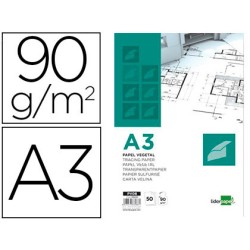 Bloc papel vegetal liderpapel encolado 50 hojas 297x420 mm 90 g
