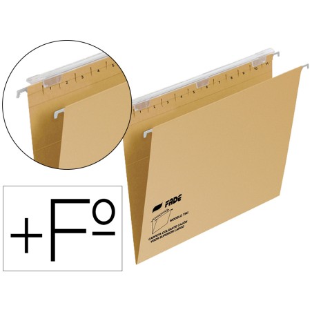 25 Unidades - Carpeta colgante fade tiki folio prolongado visor superior 290 mm efecto lupa kraft eco 230 g/m lomo v