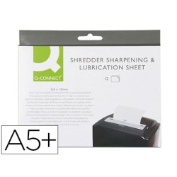 Hojas lubricantes y afiladoras q-connect para destructora paquete de 12 hojas tamaño 220x150 mm
