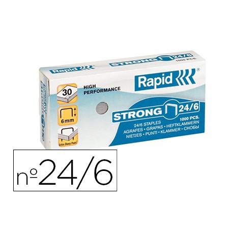 Grapas rapid nº 24/6 strong galvanizadas caja de 1000 unidades