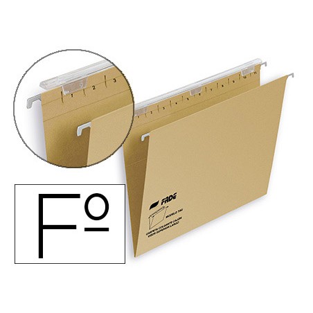 25 Unidades - Carpeta colgante fade tiki folio visor superior 290 mm efecto lupa kraft eco 230 g/m lomo v