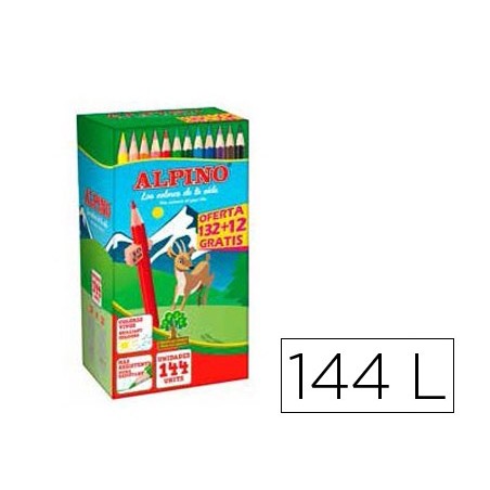 Lapices de colores alpino school pack de 132 + 12 unidades obsequio colores surtidos