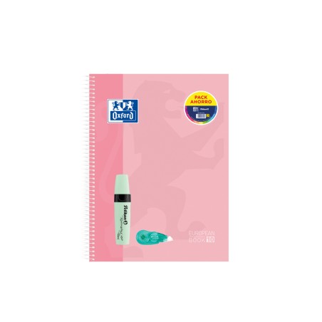 Cuaderno espiral oxford ebook 10 tapa extradura din a4+ 120h cuadro 5 mm + pack fancy roller + pack rotuladores
