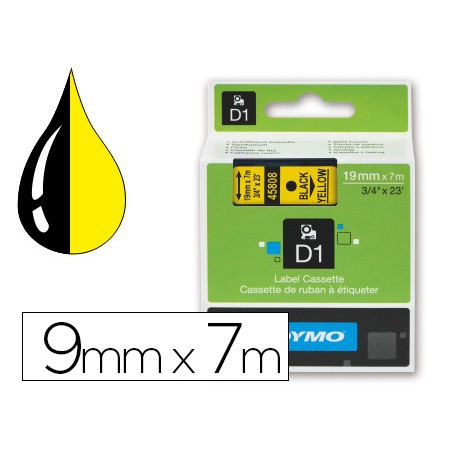Cinta dymo negro amarillo 9mm x 7 m d1