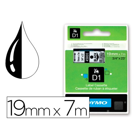 Cinta dymo negro transparente 19mm x 7 m d1
