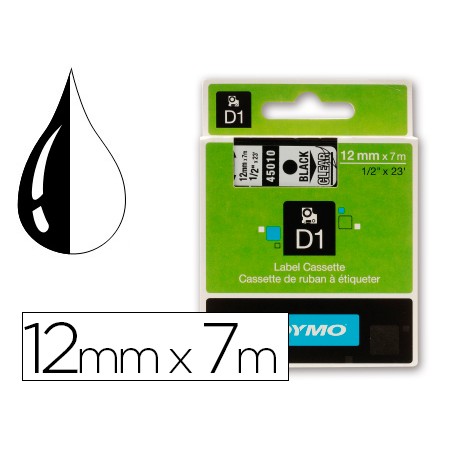 Cinta dymo negro transparente 12mm x7 m d1