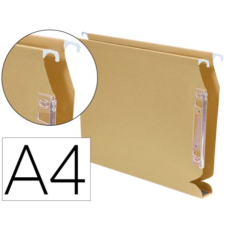 25 Unidades - Carpeta colgante fade din a4 visor lateral 250x330x30 mm kraft