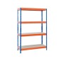 Estanteria metalica ar storage 200x100x60cm 4 estantes 430kg por estante bandejas de maderasin tornillos azul naranja Estanteria metalica ar storage 200x100x60cm 4 estantes 430kg por estante bandejas de maderasin tornillos azul naranja