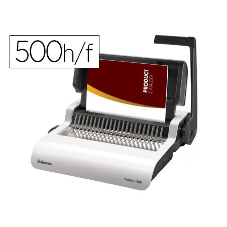 Encuadernadora manual para canutillo fellowes pulsar+300 perfora 20 hojas tamaño din a4encuaderna hasta 300 hojas
