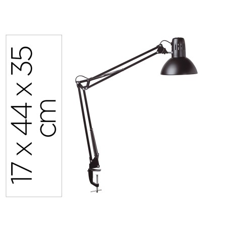 Lampara de escritorio maul metal 57w doble brazo cabezal orientable pinza negra