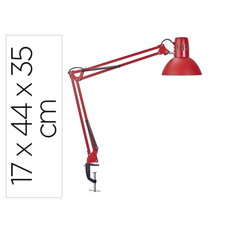 Lampara de escritorio maul metal 57w doble brazo cabezal orientable pinza roja