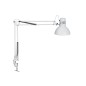 Lampara de escritorio maul metal 57w doble brazo cabezal orientable pinza blanca