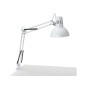 Lampara de escritorio maul metal 57w doble brazo cabezal orientable pinza blanca
