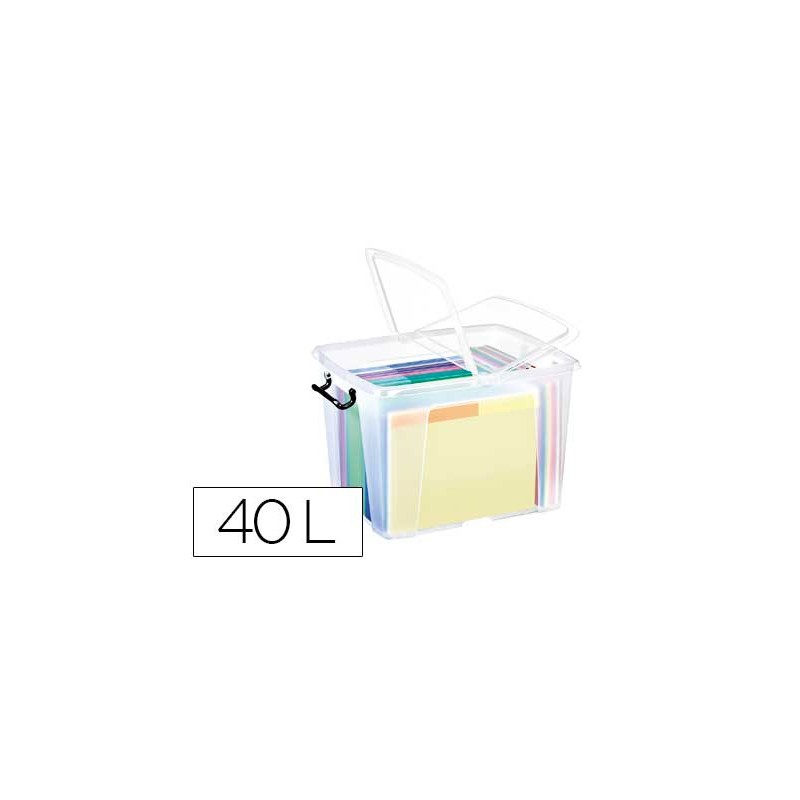 Contenedor plastico cep 40 litros 397x498x329 mm transparente con tapa y cierre hermetico