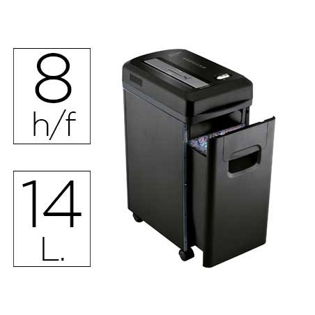 Destructora de documentos q-connect kf15547 capacidad de corte 8 h destruye grapas clips y tarjetas papelera 15l