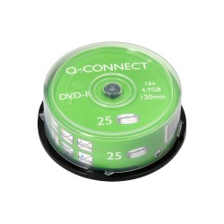 Dvd-r q-connect capacidad 4,7gb duracion 120min velocidad 16x bote de 25 unidades