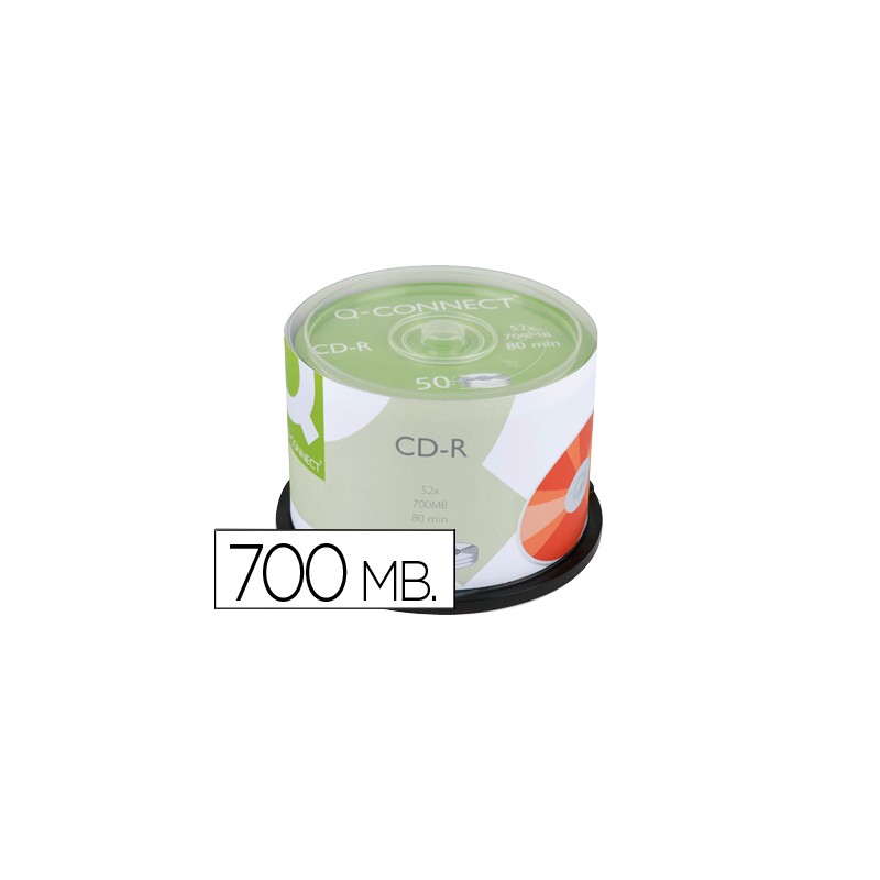 Cd-r q-connect capacidad 700mb duracion 80min velocidad 52x bote de 50 unidades