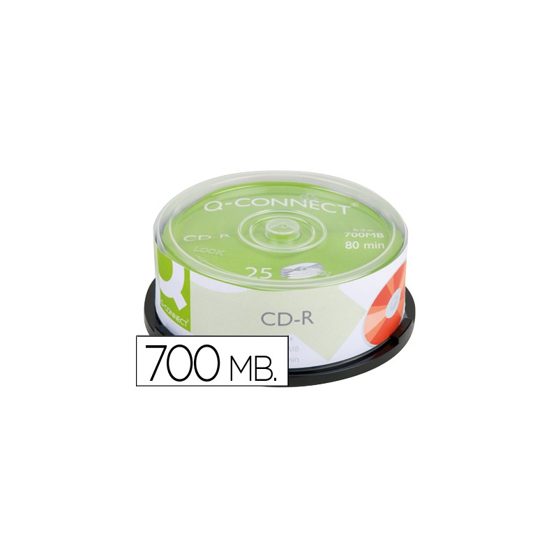 Cd-r q-connect capacidad 700mb duracion 80min velocidad 52x bote de 25 unidades