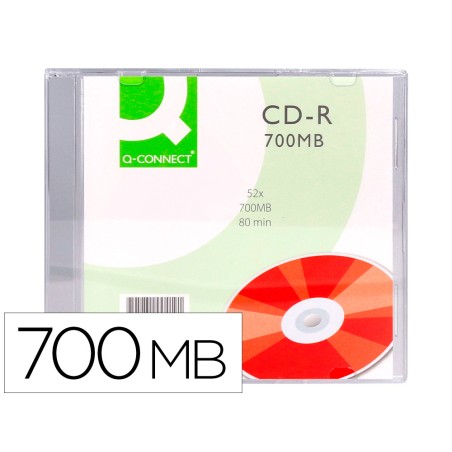 10 Unidades - Cd-r q-connect capacidad 700mb duracion 80min velocidad 52x caja slim