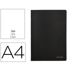 Libreta liderpapel tapa negra a4 80 hojas 60gr liso con doble margen